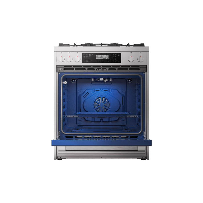 Robam Ranges Robam 30-Inch 5 Cu. Ft. Oven Freestanding Dual Fuel Range, 5 Sealed Brass Burners in Stainless Steel (Robam-7MG10)