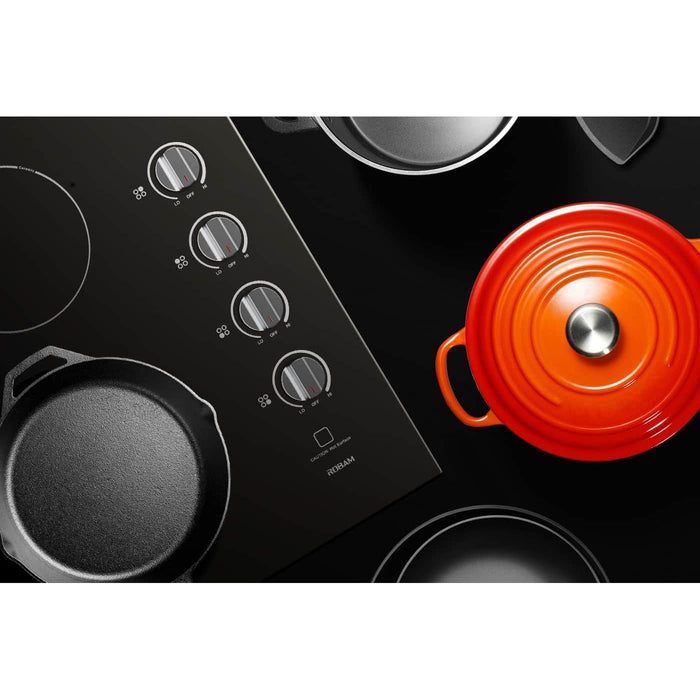 ROBAM 30-Inch Radiant Electric Ceramic Glass Cooktop in Black with 4 Elements including 2 Power Boil Elements ROBAM-W412