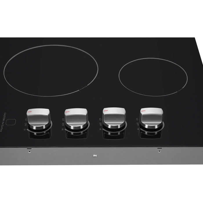Robam Cooktops ROBAM 30-Inch Radiant Electric Ceramic Glass Cooktop in Black with 4 Elements including 2 Power Boil Elements ROBAM-W412