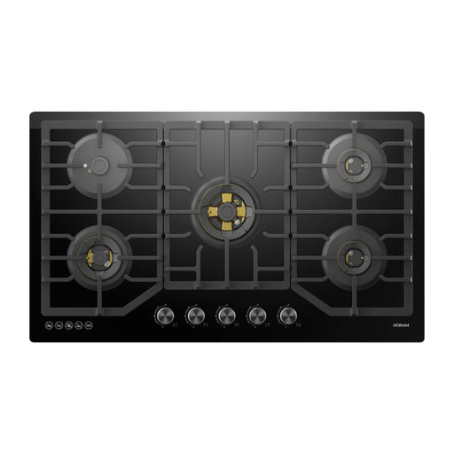 Robam Cooktops Robam 36-Inch 5-Burner Gas Cooktop with Brass Burners in Black (Robam-ZG9500B)