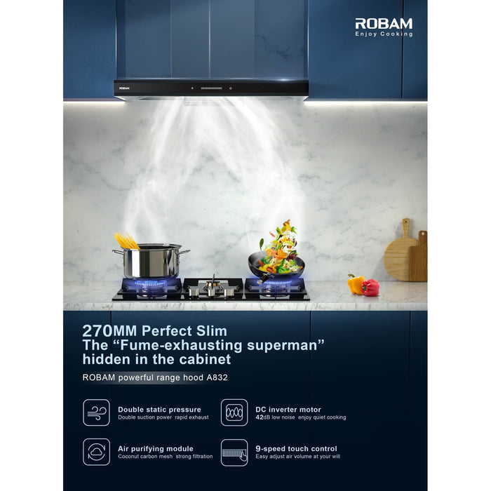 Robam 36-Inch Under Cabinet/Wall Mounted Range Hood (Robam-A832)