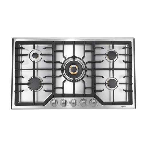 Robam Kitchen Appliance Packages Robam 4-Piece Appliance Package - 36-Inch 5 Burners Gas Cooktop, Wall Mounted Range Hood, Dishwasher and Wall Oven in Stainless Steel