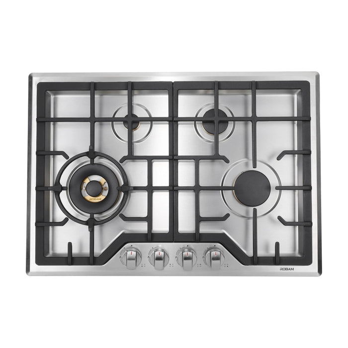 Robam 5-Piece Appliance Package - 30-Inch 4 Burners Gas Cooktop, Under Cabinet/Wall Mounted Range Hood, Dishwasher, Wall Oven, and Steam Combi Oven in Stainless Steel