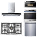 Robam 5-Piece Appliance Package - 36-Inch 5 Burners Gas Cooktop, Wall Mounted Range Hood, Dishwasher, Wall Oven, and Steam Combi Oven in Stainless Steel