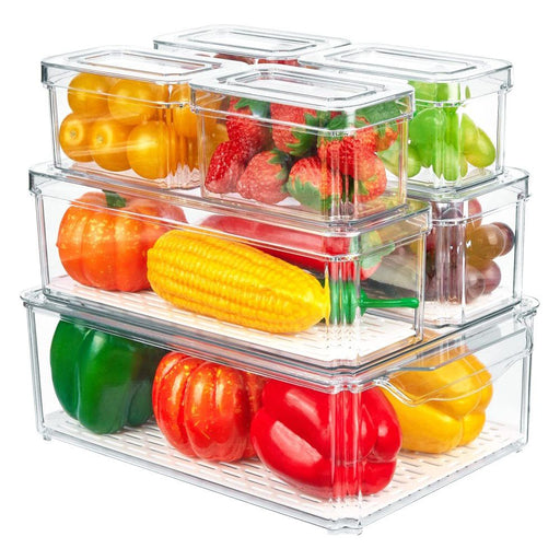 Walmart Accessories Set of 7 Refrigerator Organizer Bins,  Fruit Containers for Fridge with Drain Tray for Vegetables, Food, Drinks