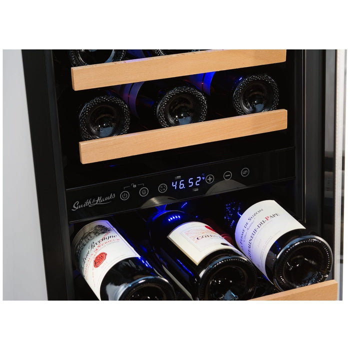 Smith & Hanks 15 Inch Built-In/Freestanding Dual Zone Wine Fridge with Stainless Steel Door Trim