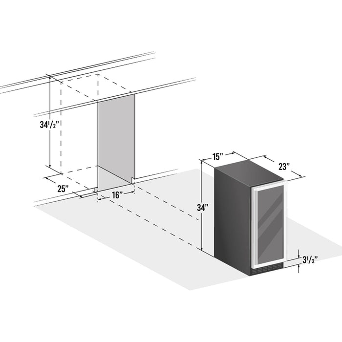 Smith & Hanks 15 Inch Under Counter Wine Cooler with UV Protected Glass Door and 34 Bottle Capacity