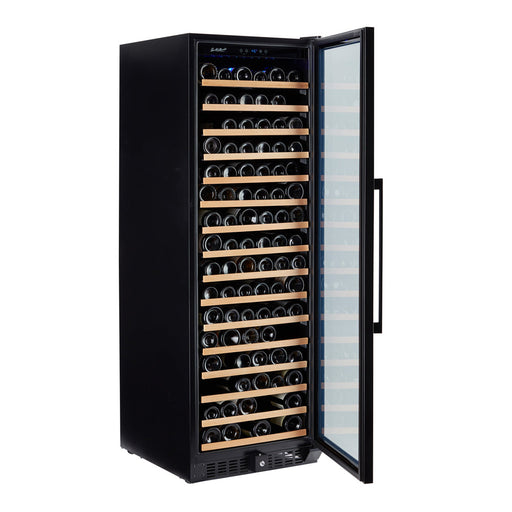 Smith & Hanks Smith & Hanks 166 Bottle Black Stainless Wine Refrigerator, Built-In or Freestanding, Single Zone, UV Protected Glass Door, Reversible Door Opening, Vibration Reduction System