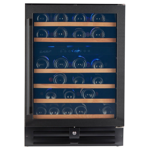 Smith & Hanks 24" 46 Bottle Black Stainless Built-In Dual Zone Wine Cooler