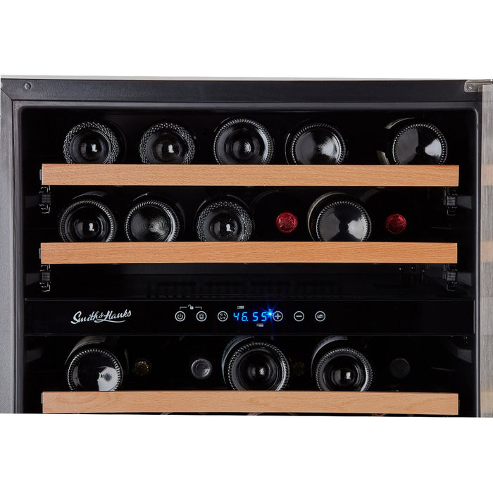 Smith & Hanks 24" Dual Zone Built-In Under Counter Wine Cooler with Whisper Quiet Operation and UV Protection