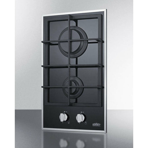 Summit Cooktops Summit 12" 2-Burner Gas-on-glass Cooktop with Sealed Burners - GC2BGL