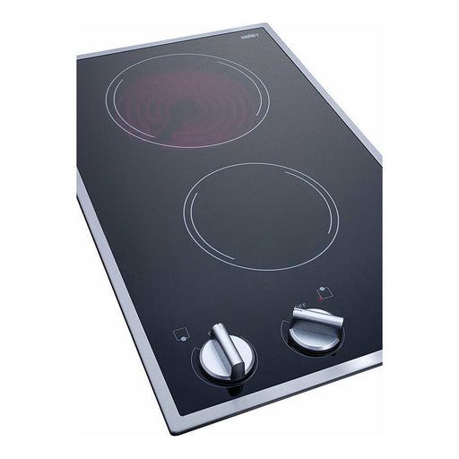 Summit Cooktops Summit 12" Electric Smoothtop Style Cooktop with 1 Elements, Hot Surface Indicator, Push-to-Turn Knobs in Stainless Steel - CR2B12ST