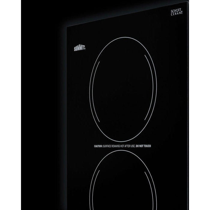 Summit 12 in. Wide 2-Burner Radiant Cooktop with 2 Elements, ADA Compliant, Glass Ceramic Surface, Push-to-Turn Knobs, Residual Heat Indicator Light - CR2220