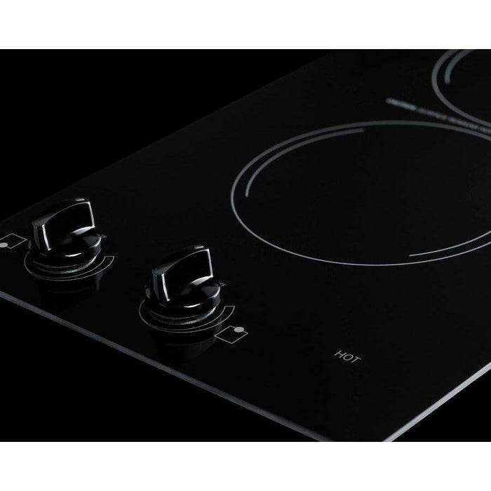 Summit 12 in. Wide 2-Burner Radiant Cooktop with 2 Elements, ADA Compliant, Glass Ceramic Surface, Push-to-Turn Knobs, Residual Heat Indicator Light - CR2220