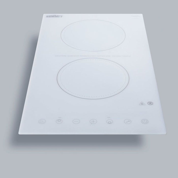 Summit Cooktops Summit 12" Wide 115V 2-Burner Radiant Cooktop with 2 Elements, Hot Surface Indicator, ADA Compliant, ETL Safety Listed, Schott Ceran Glass, Residual Heat Indicator Light, Digital Touch Controls - CR2B15T