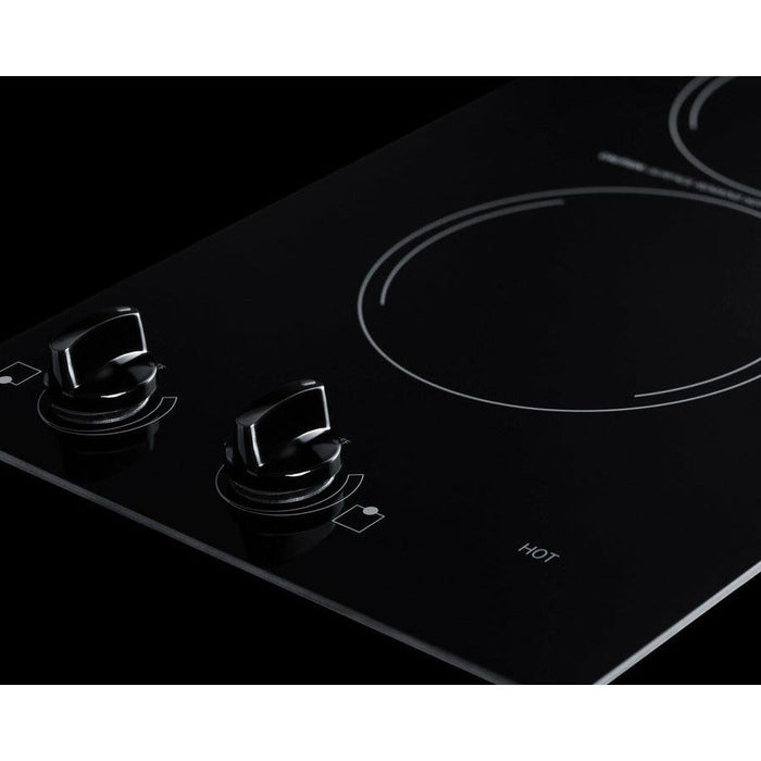 Summit Cooktops Summit 12" Wide 2-Burner Radiant Cooktop with 2 Elements, ADA Compliant, Glass Ceramic Surface, Push-to-Turn Knobs, Residual Heat Indicator Light - CR2220