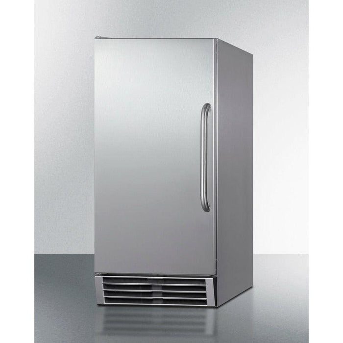 Summit 15 in. Ice Maker with 50 lbs Daily Production, 25 lbs Storage, ADA Compliant, Energy Star for Commercial Use, Built In Pump, Ice Scoop, Interior Light, Reversible Door, in Stainless Steel - BIM47OS