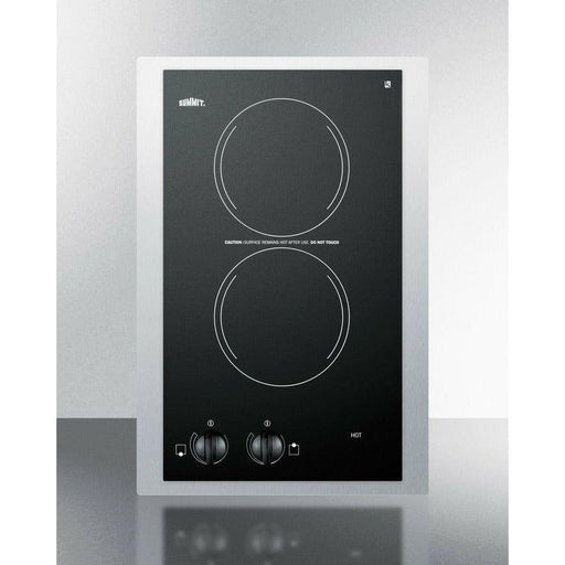 Summit 15 in. Wide 115V 2-Burner Radiant Cooktop with 2 Elements, Hot Surface Indicator, ADA Compliant, UL Safety Listed, Glass Ceramic Surface, Residual Heat Indicator Light - CR2110