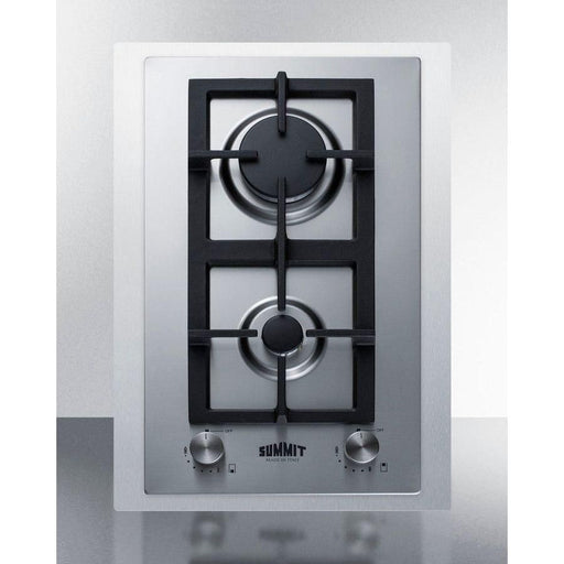 Summit 15 in. Wide 2-Burner Gas Cooktop In Stainless Steel - GCJ2SSTK15