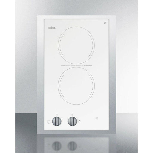Summit 15 in. Wide 230V 2-Burner Radiant Cooktop with 2 Elements, Hot Surface Indicator, ADA Compliant, UL Safety Listed, Glass Ceramic Surface, Residual Heat Indicator Light, Push-to-Turn Knobs - CR2220