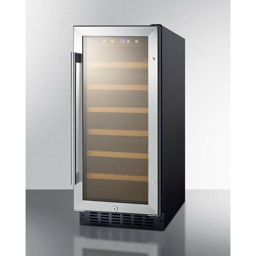 Summit Wine Coolers Summit 15" Wide Built-In Wine Cellar with 33 Bottle Capacity, Right Hinge, Glass Door, With Lock, 6 Extension Wine Racks, Digital Control, LED Light, Compressor Cooling, ETL Approved, Digital Thermostat - SWC1535B