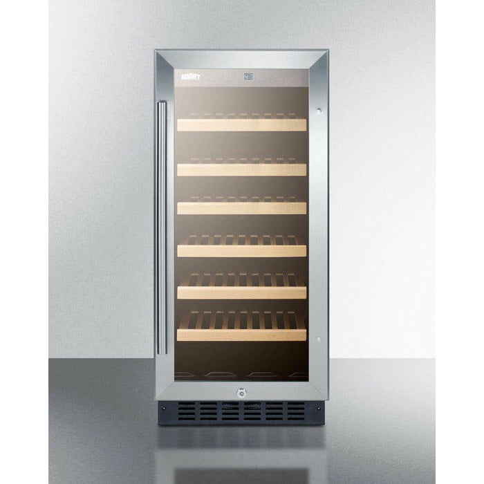 Summit Wine Coolers Summit 15" Wide Built-In Wine Cellar with 33 Bottle Capacity, Right Hinge, Glass Door, With Lock, 6 Extension Wine Racks, Digital Control, LED Light, Compressor Cooling, ETL Approved, Digital Thermostat - SWC1535B