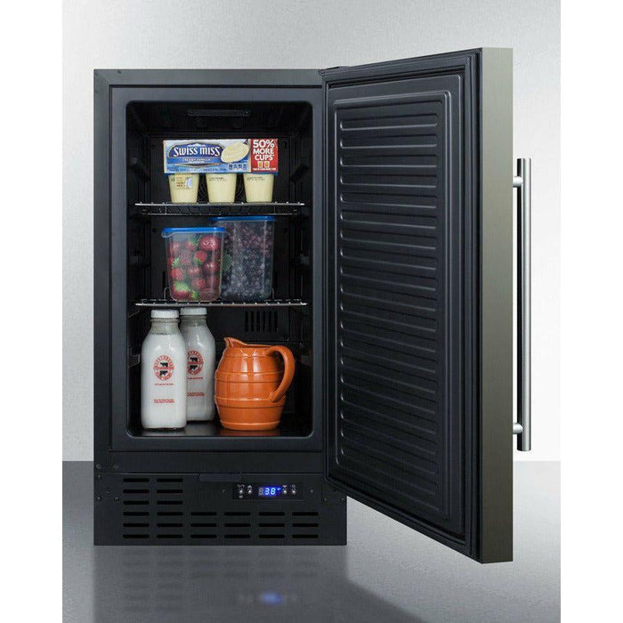 Summit 18 in. Wide 2.7 Cu. Ft. ADA Compliant Compact Refrigerator with Fingerprint Resistant Finish and Door Lock - FF1843B