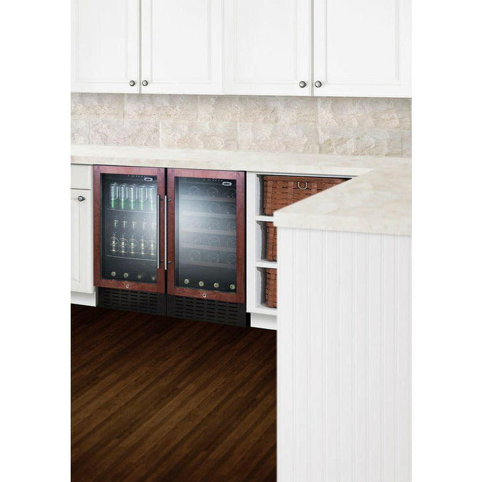 Summit 18 in. Wide Built-In Beverage Center (Panel Not Included) with 2.7 Cu. Ft. Capacity, Adjustable Chrome Shelves, Tempered Glass Door, LED Lighting, Digital Thermostat - SCR1841B