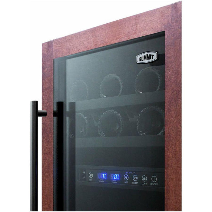 Summit 18 in. Wide Built-In Wine Cellar (Panel Not Included) with 28 Bottle Capacity, Right Hinge, Glass Door, With Lock, 4 Extension Wine Racks, Digital Control, LED Light, Compressor Cooling, ETL Approved - SWC182Z