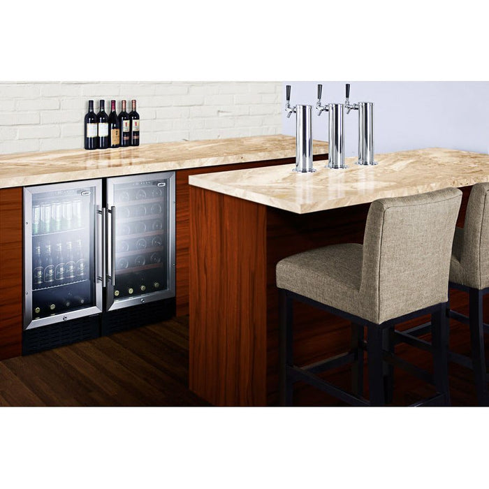 Summit Kitchen Counter & Beverage Station Organizers Summit 18" Wide Built-In Beverage Center (Panel Not Included) with 2.7 Cu. Ft. Capacity, Adjustable Chrome Shelves, Tempered Glass Door, LED Lighting, Digital Thermostat - SCR1841B
