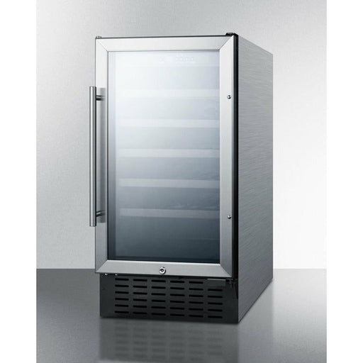 Summit Wine Coolers Summit 18" Wide Built-In Wine Cellar, ADA Compliant with 34 Bottle Capacity, Right Hinge, Glass Door, With Lock, 5 Extension Wine Racks, Digital Control, LED Light, Compressor Cooling, ETL Approved - SWC1840B