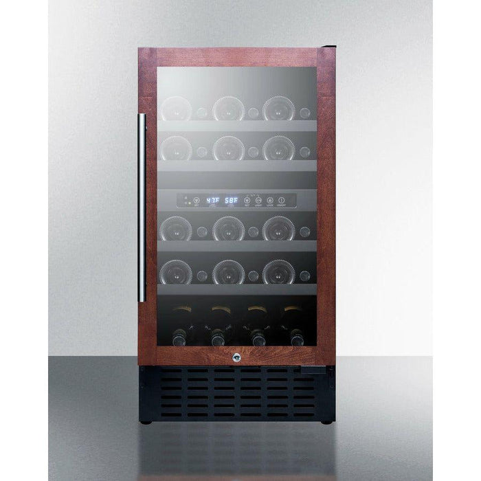 Summit Wine Coolers Summit 18" Wide Built-In Wine Cellar (Panel Not Included) with 28 Bottle Capacity, Right Hinge, Glass Door, With Lock, 4 Extension Wine Racks, Digital Control, LED Light, Compressor Cooling, ETL Approved - SWC182Z