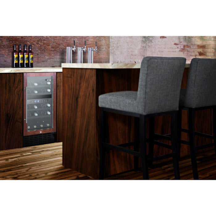 Summit Wine Coolers Summit 18" Wide Built-In Wine Cellar (Panel Not Included) with 28 Bottle Capacity, Right Hinge, Glass Door, With Lock, 4 Extension Wine Racks, Digital Control, LED Light, Compressor Cooling, ETL Approved - SWC182Z