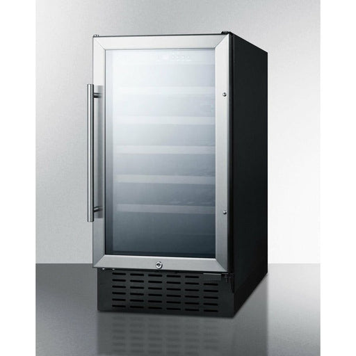 Summit Wine Coolers Summit 18" Wide Built-In Wine Cellar with 34 Bottle Capacity, Right Hinge, Glass Door, With Lock, 5 Extension Wine Racks, Digital Control, LED Light, Compressor Cooling, ETL Approved - SWC1840B