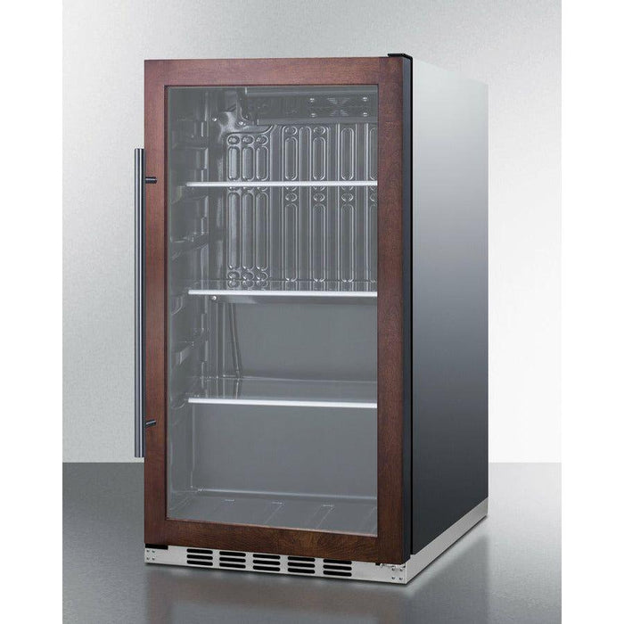 Summit 19 in. Shallow Depth Indoor/Outdoor Beverage Cooler with 3.13 cu. ft. Capacity Lock, 3 Shelves , Adjustable Glass Shelves, LED Lighting, Factory Installed Lock, CFC Free, Commercially Approved, Automatic Defrost - SPR488BOS