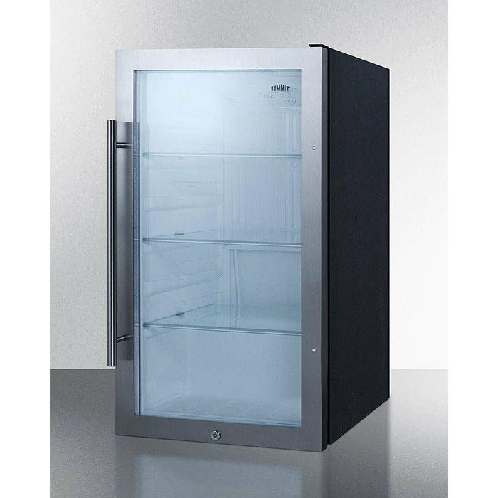 Summit 19 in. Shallow Depth Indoor/Outdoor Beverage Cooler with 3.13 cu. ft. Capacity Reversible Door, Lock, 3 Shelves , Adjustable Glass Shelves, LED Lighting, Digital Thermostat, Factory Installed Lock, CFC Free, Commercially Approved - SPR489OS