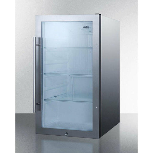 Summit 19 in. Shallow Depth Indoor/Outdoor Beverage Cooler with 3.13 cu. ft. Capacity Reversible Door, Lock, 3 Shelves , Adjustable Glass Shelves, LED Lighting, Digital Thermostat, Factory Installed Lock, CFC Free, Commercially Approved - SPR489OS