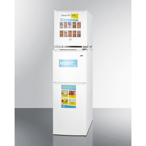 Summit Refrigerators Summit 19" Wide Allergy-Free Refrigerator/General Purpose Refrigerator-Freezer Combination - AZRF7W