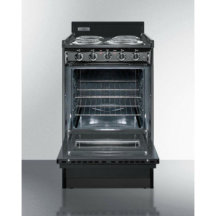 Summit 20 in. Wide Electric Coil Range with 4 Coil Elements, 2.46 cu. ft. Total Oven Capacity, Viewing Window, Storage Drawer, ADA Compliant - TEM110CW