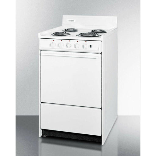 Summit 20 in. Wide Electric Coil Top Range with 4 Coil Elements, 2.46 cu. ft. Total Oven Capacity, Storage Drawer, in White - WEM1171Q