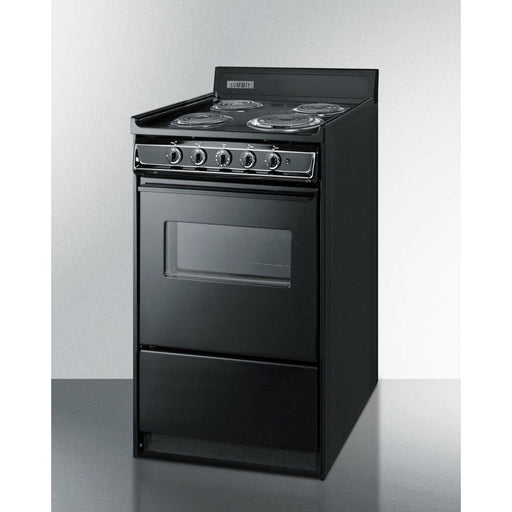 Summit Ranges Summit 20" Wide Electric Coil Range with 4 Coil Elements, 2.46 cu. ft. Total Oven Capacity, Viewing Window, Storage Drawer, ADA Compliant - TEM110CW