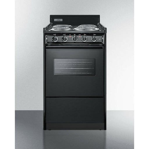 Summit Ranges Summit 20" Wide Electric Coil Range with 4 Coil Elements, 2.46 cu. ft. Total Oven Capacity, Viewing Window, Storage Drawer, ADA Compliant - TEM110CW