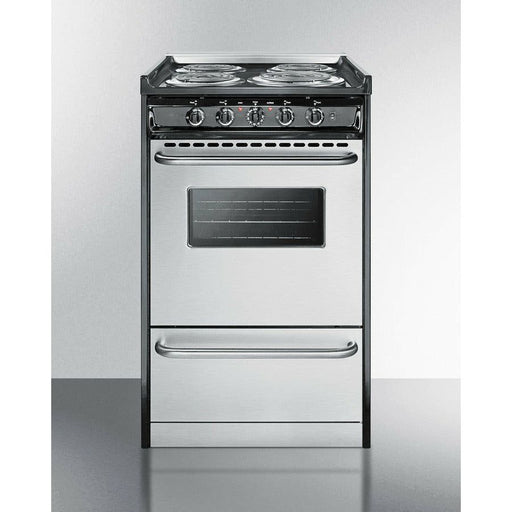 Summit Ranges Summit 20" Wide Electric Coil Range with 4 Elements, 2.46 cu. ft. Total Oven Capacity, Storage Drawer, ADA Compliant, Storage Drawer - TEM110