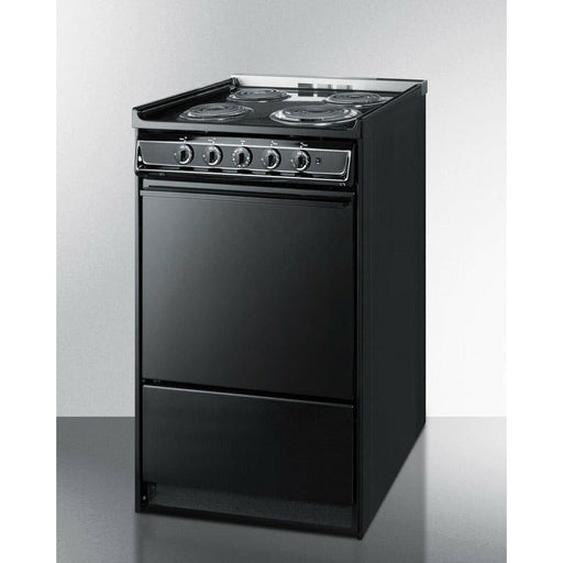 Summit Ranges Summit 20" Wide Electric Coil Range with 4 Elements, 2.46 cu. ft. Total Oven Capacity, Storage Drawer, ADA Compliant, Storage Drawer - TEM110CR