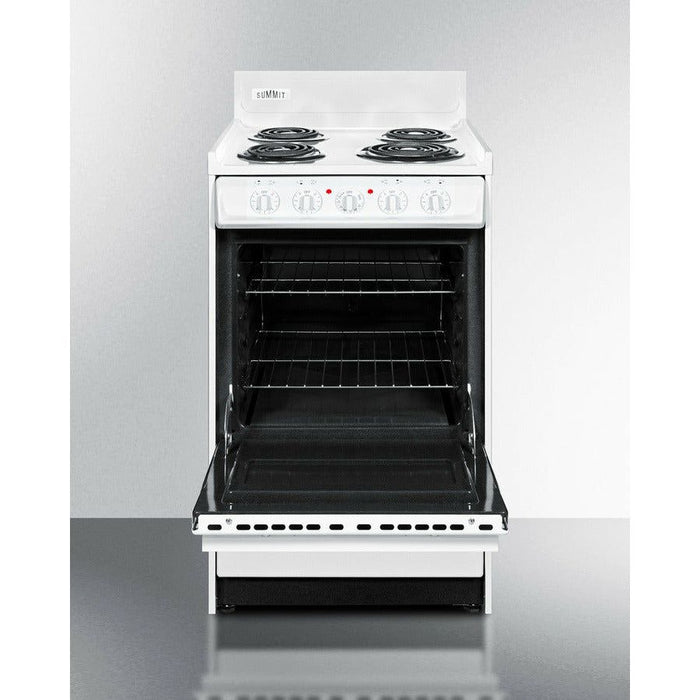 Summit Ranges Summit 20" Wide Electric Coil Top Range with 4 Coil Elements, 2.46 cu. ft. Total Oven Capacity, Storage Drawer, ADA Compliant, Storage Drawer - WEM110