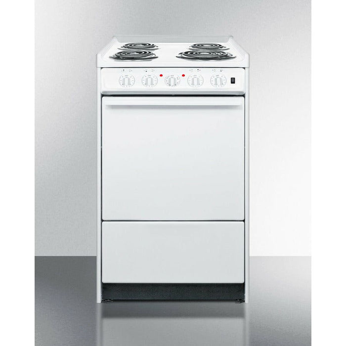 Summit Ranges Summit 20" Wide Electric Coil Top Range with 4 Coil Elements, 2.46 cu. ft. Total Oven Capacity, Viewing Window, Storage Drawer, ADA Compliant - WEM110R