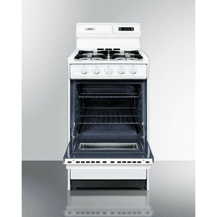 Summit Ranges Summit 20" Wide Gas Range with Natural Gas, 4 Open Burners, 2.46 cu. ft. Total Oven Capacity, Viewing Window, Broiler Drawer - WNM1307