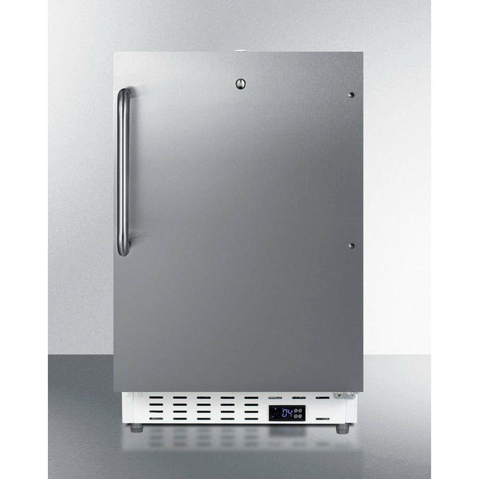 Summit Refrigerators Summit 21" Wide Built-In Commercial All-Refrigerator, ADA Compliant with 3.32 cu. ft. Capacity, 4 Wire Shelves, Right Hinge with Door Lock, Crisper Drawer, Automatic Defrost ADA Compliant, Factory Installed Lock, CFC Free - SCR504SSTBADA