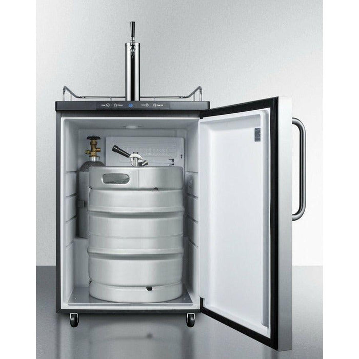 Summit 24 in. Commercial Built In or Freestanding Single Tap Beer Dispenser with 5.6 cu. ft. Capacity, Casters, Wide Built-In Kegerator - SBC635MBI7SS