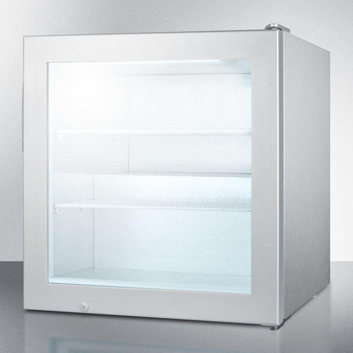 Summit 24 in. Compact Vodka Freezer with Ceiling Rack, Removable Shelves, Self-Closing Door, Commercially Listed, Glass Door, Stainless Steel Cabinet - SCFU386CSSVK